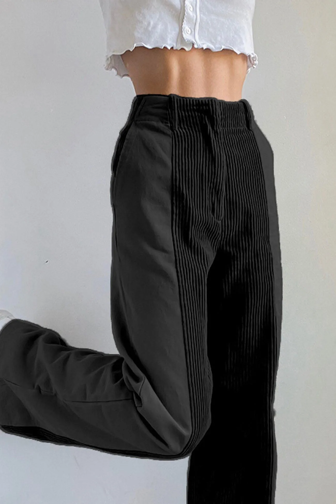 TastyHottie - High Waist Corduroy Patchwork Long Pants