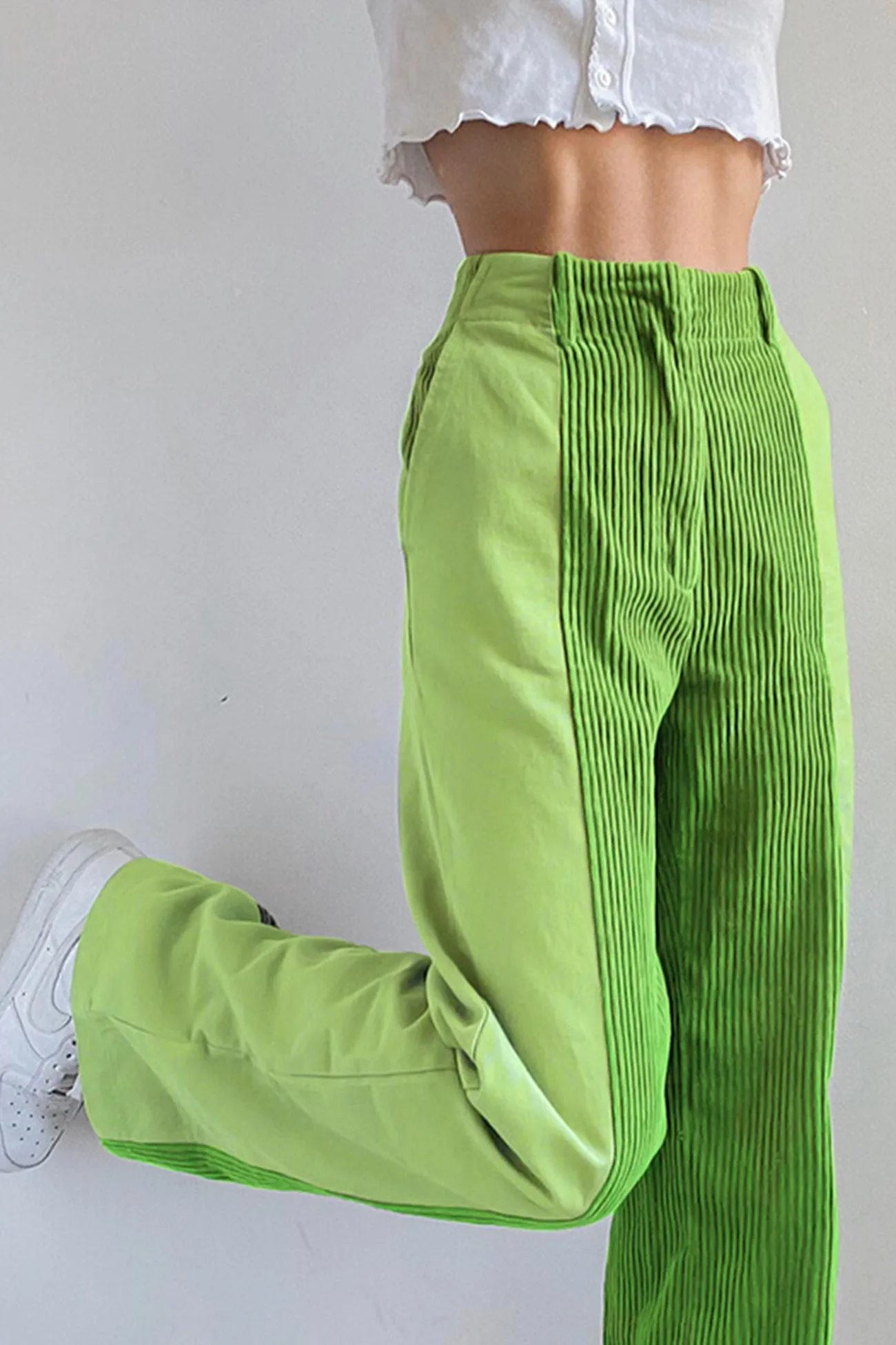 TastyHottie - High Waist Corduroy Patchwork Long Pants