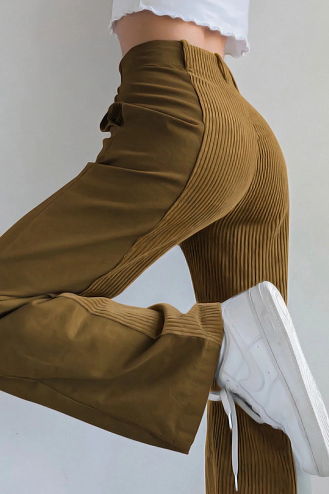 TastyHottie - High Waist Corduroy Patchwork Long Pants