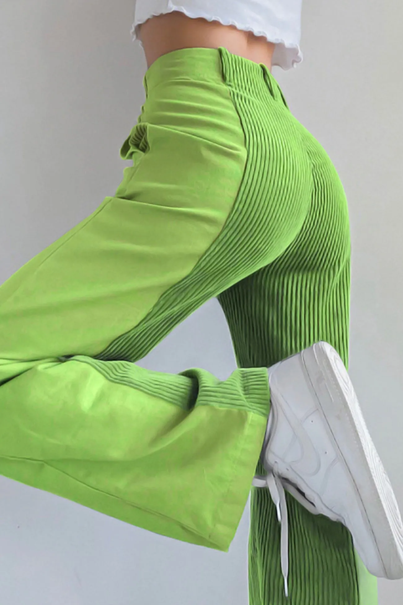 TastyHottie - High Waist Corduroy Patchwork Long Pants