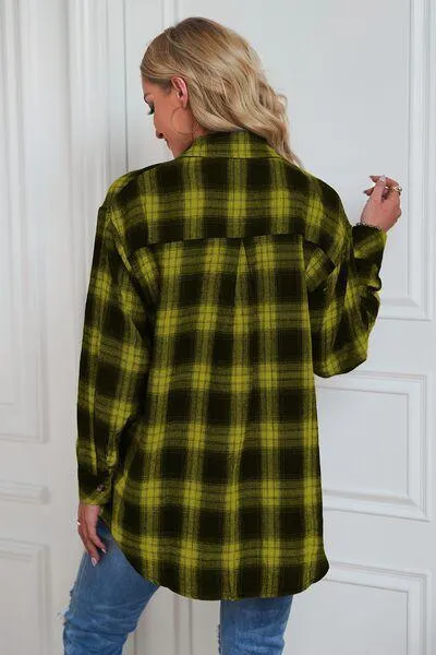 Timeless Style Buttoned Oversized Plaid Shacket