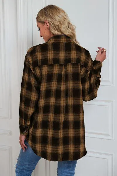 Timeless Style Buttoned Oversized Plaid Shacket