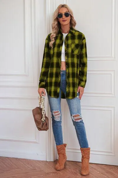 Timeless Style Buttoned Oversized Plaid Shacket