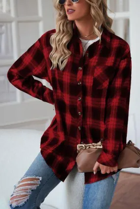 Timeless Style Buttoned Oversized Plaid Shacket