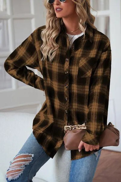 Timeless Style Buttoned Oversized Plaid Shacket