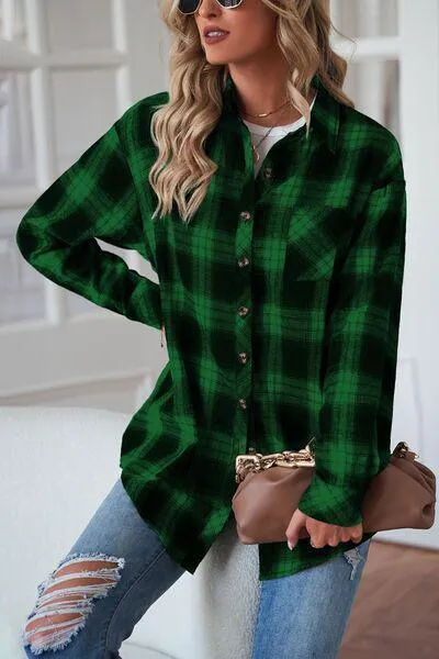 Timeless Style Buttoned Oversized Plaid Shacket