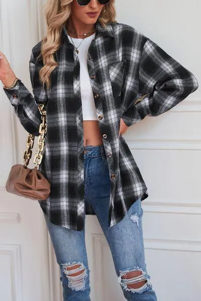 Timeless Style Buttoned Oversized Plaid Shacket
