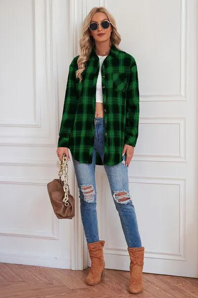 Timeless Style Buttoned Oversized Plaid Shacket