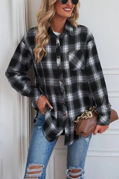 Timeless Style Buttoned Oversized Plaid Shacket