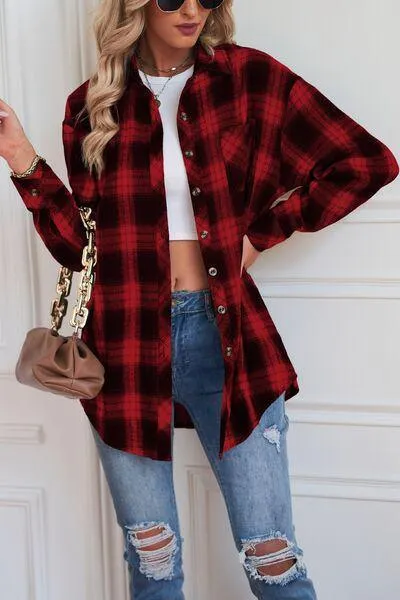 Timeless Style Buttoned Oversized Plaid Shacket