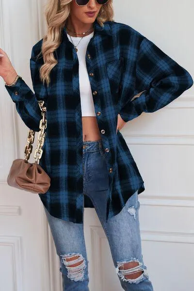 Timeless Style Buttoned Oversized Plaid Shacket