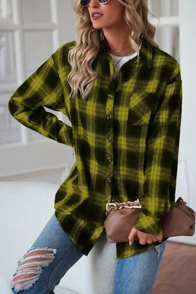 Timeless Style Buttoned Oversized Plaid Shacket