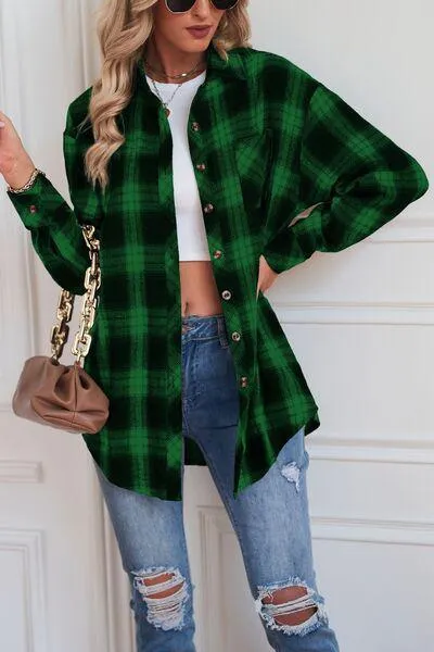 Timeless Style Buttoned Oversized Plaid Shacket