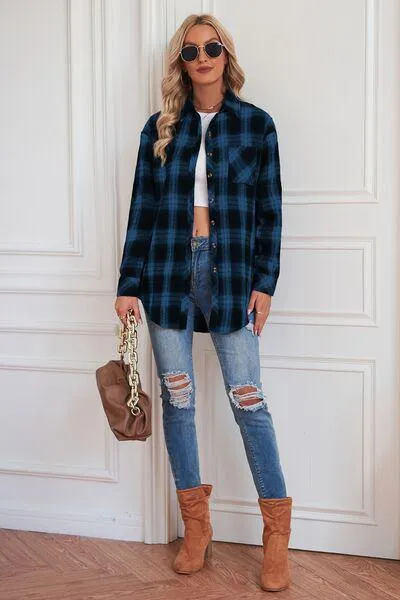 Timeless Style Buttoned Oversized Plaid Shacket