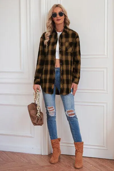 Timeless Style Buttoned Oversized Plaid Shacket