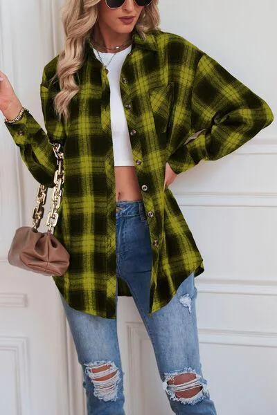 Timeless Style Buttoned Oversized Plaid Shacket