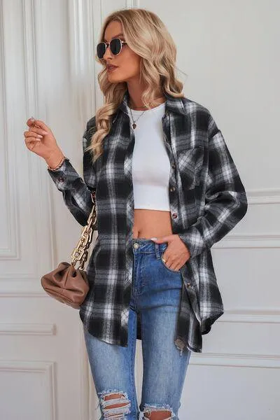 Timeless Style Buttoned Oversized Plaid Shacket