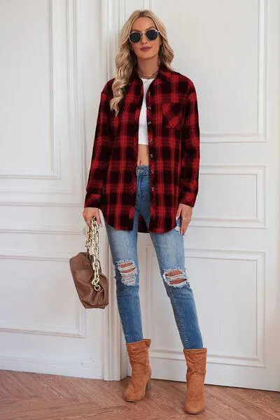 Timeless Style Buttoned Oversized Plaid Shacket