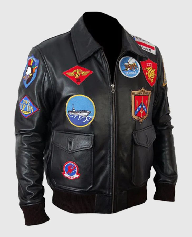 Top Gun Black Bomber Leather Jacket
