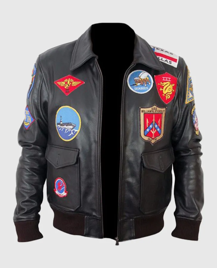 Top Gun Black Bomber Leather Jacket