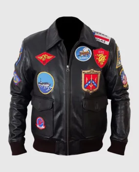 Top Gun Black Bomber Leather Jacket