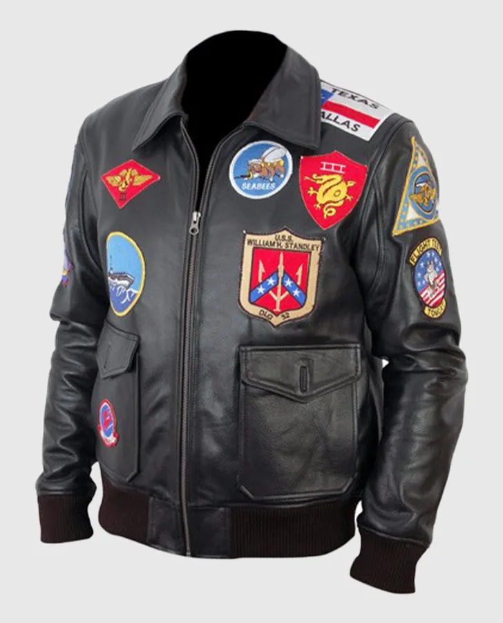 Top Gun Black Bomber Leather Jacket