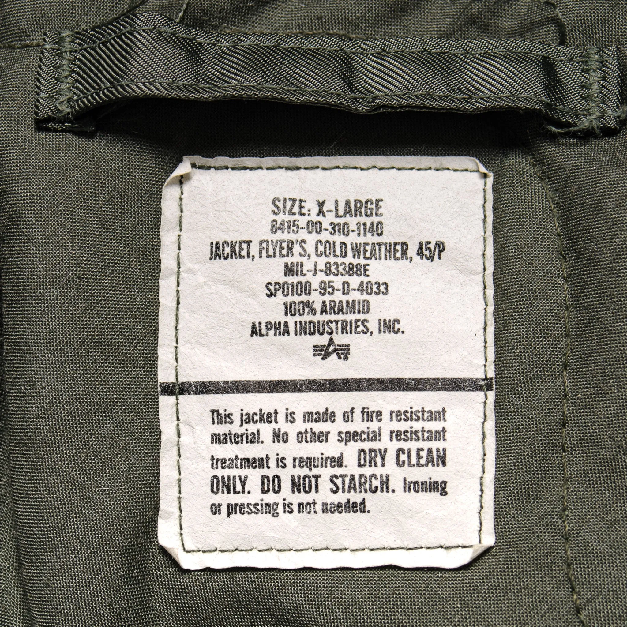 USAF FLIGHT JACKET 45/P 45P WINTER 1995 PATCH CAPTAIN SIZE XL