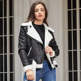 Vegan Leather Shearling Jacket