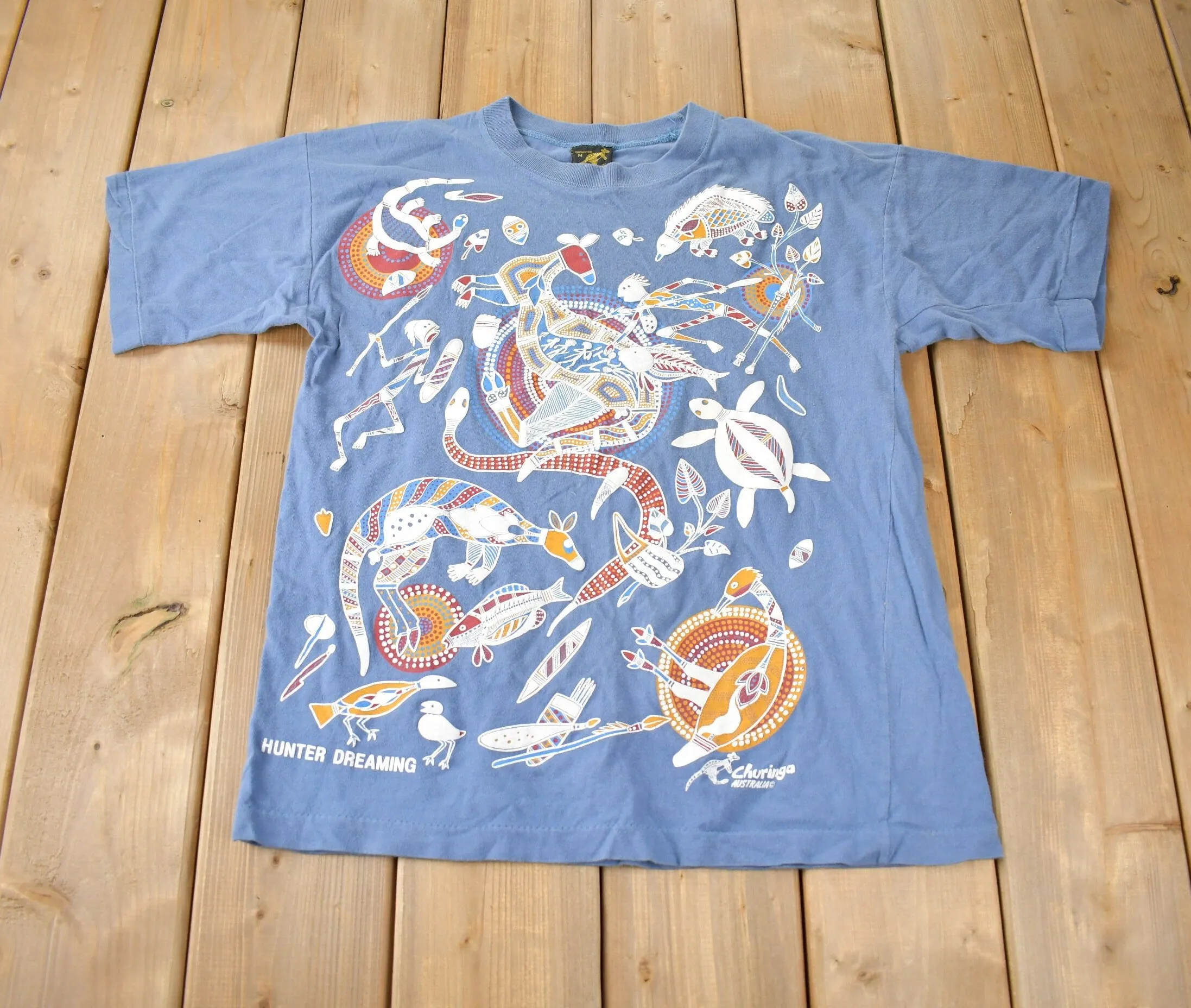 Vintage 1990s Water Animal Theme Single Stitch Graphic T-Shirt Made In Australia