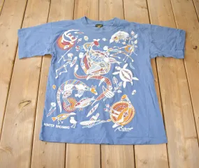 Vintage 1990s Water Animal Theme Single Stitch Graphic T-Shirt Made In Australia