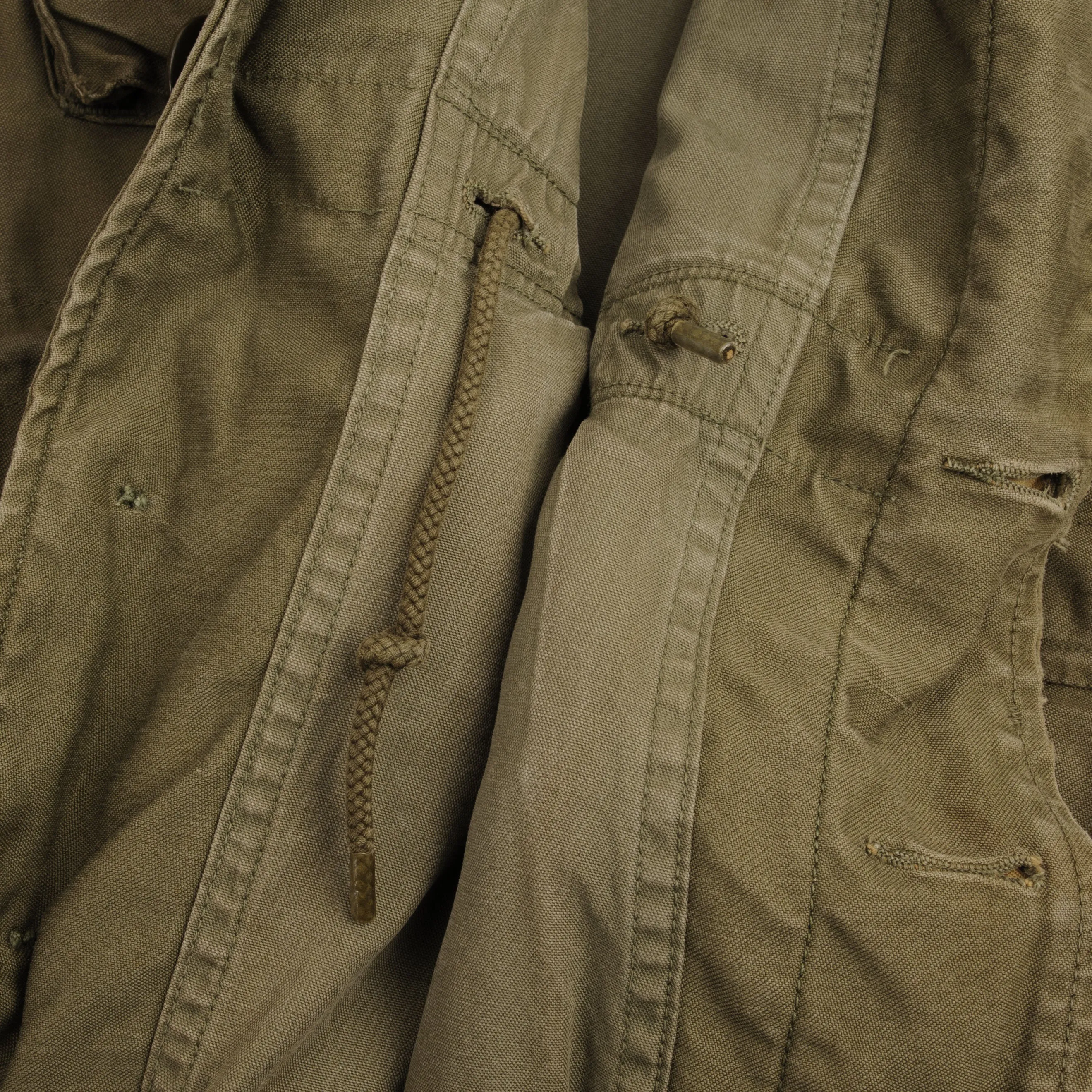 VINTAGE US ARMY M-1943 M43 FIELD JACKET WITH HOOD 1940S WW2 SIZE 36R