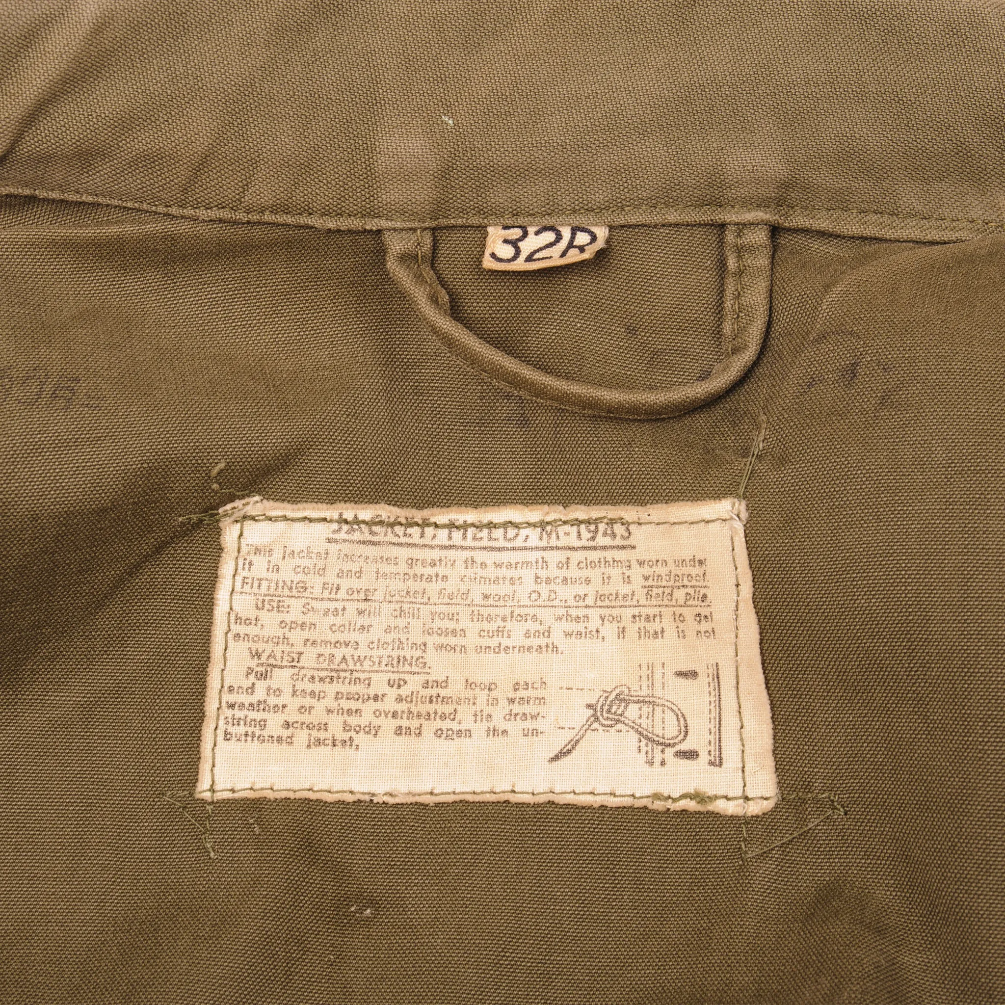 VINTAGE US ARMY M-1943 M43 FIELD JACKET WW2 ERA SIZE 32R