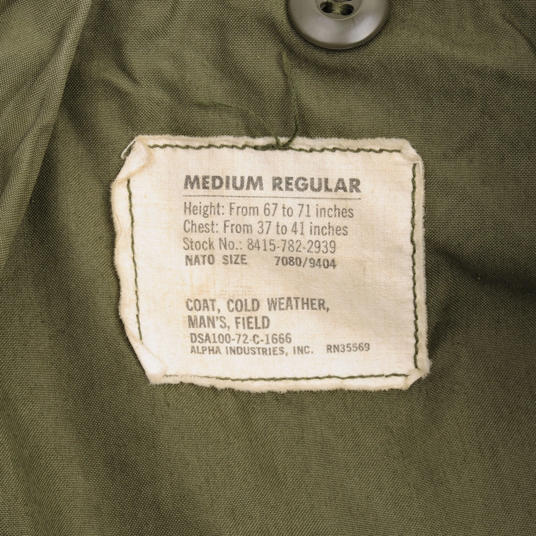 VINTAGE US NAVY SEABEES M65 FIELD JACKET 1972 VIETNAM WAR  SIZE MEDIUM REGULAR