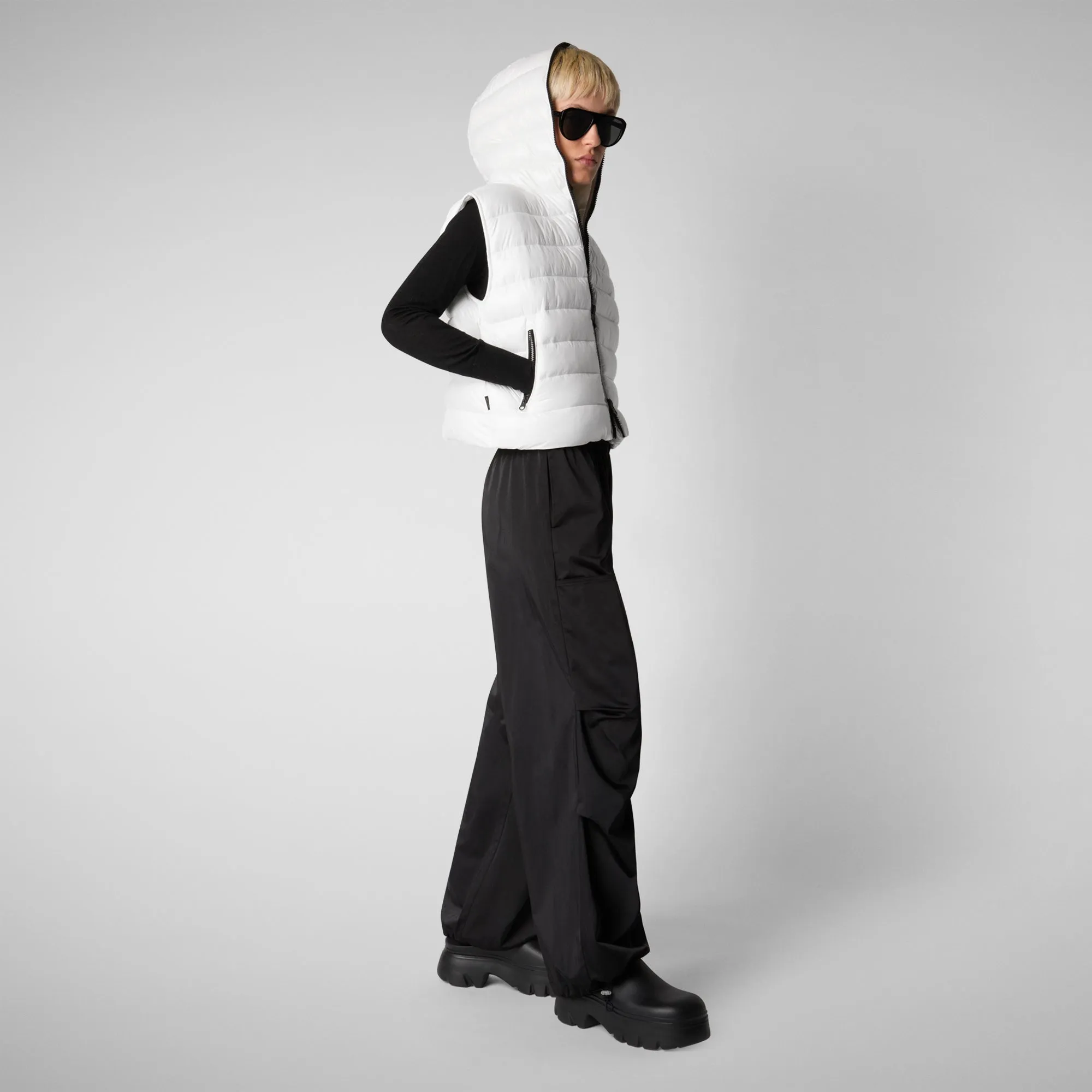 Women's hooded vest Romina in off white