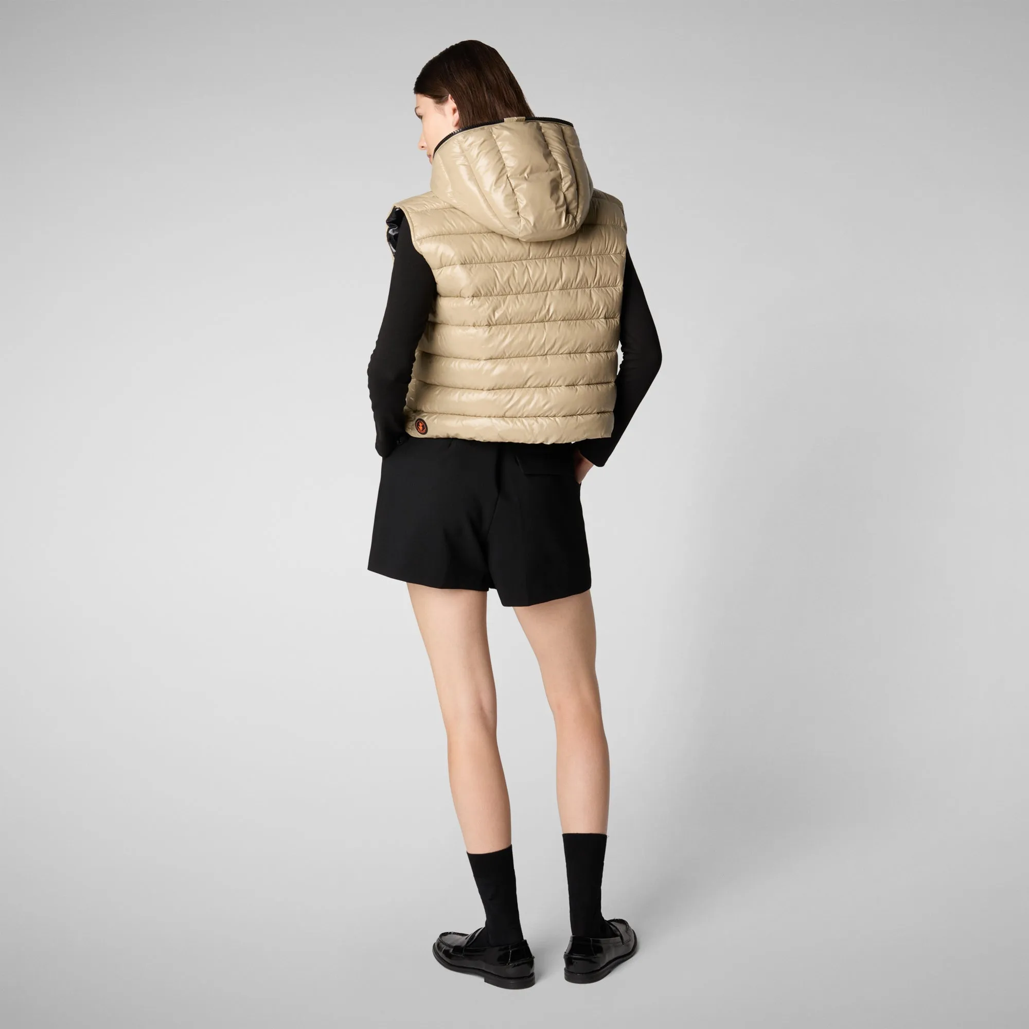Women's hooded vest Romina in wood beige
