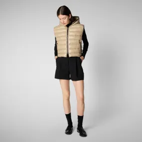 Women's hooded vest Romina in wood beige