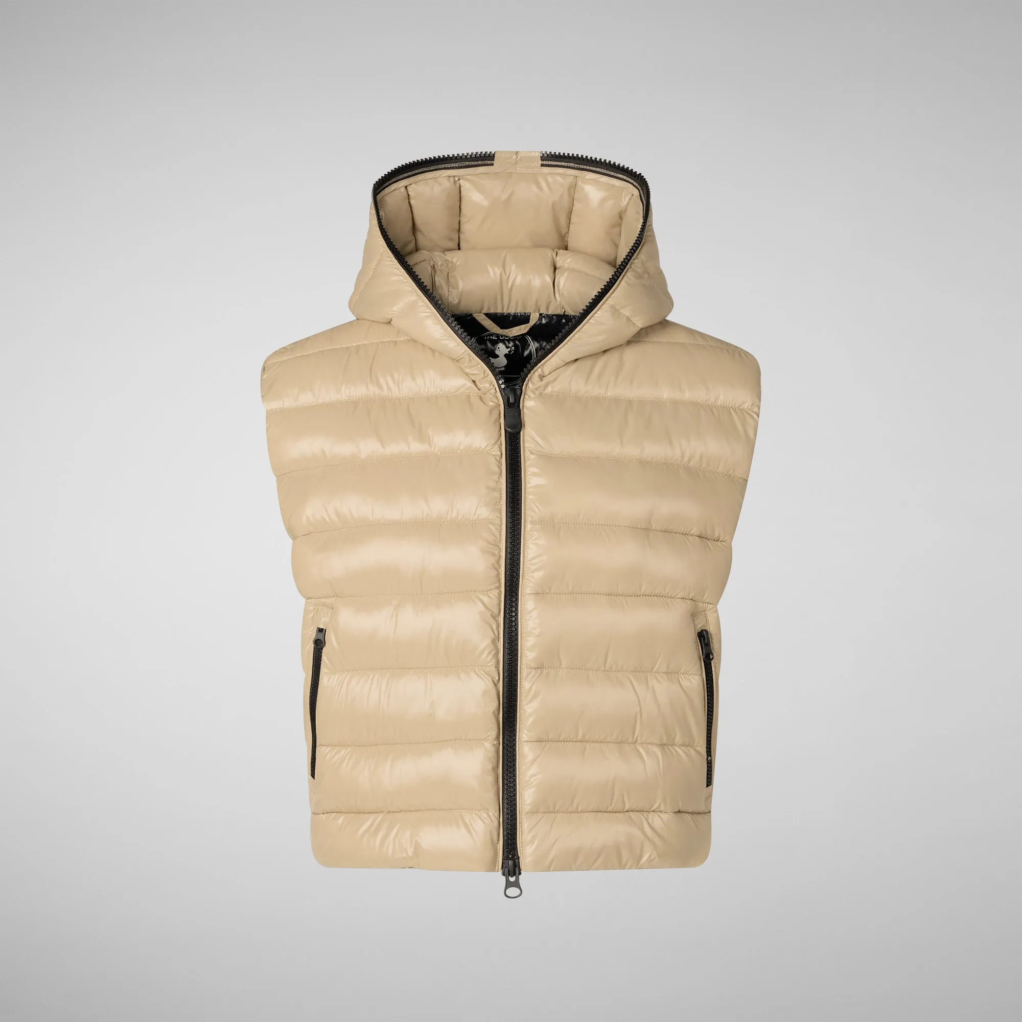 Women's hooded vest Romina in wood beige