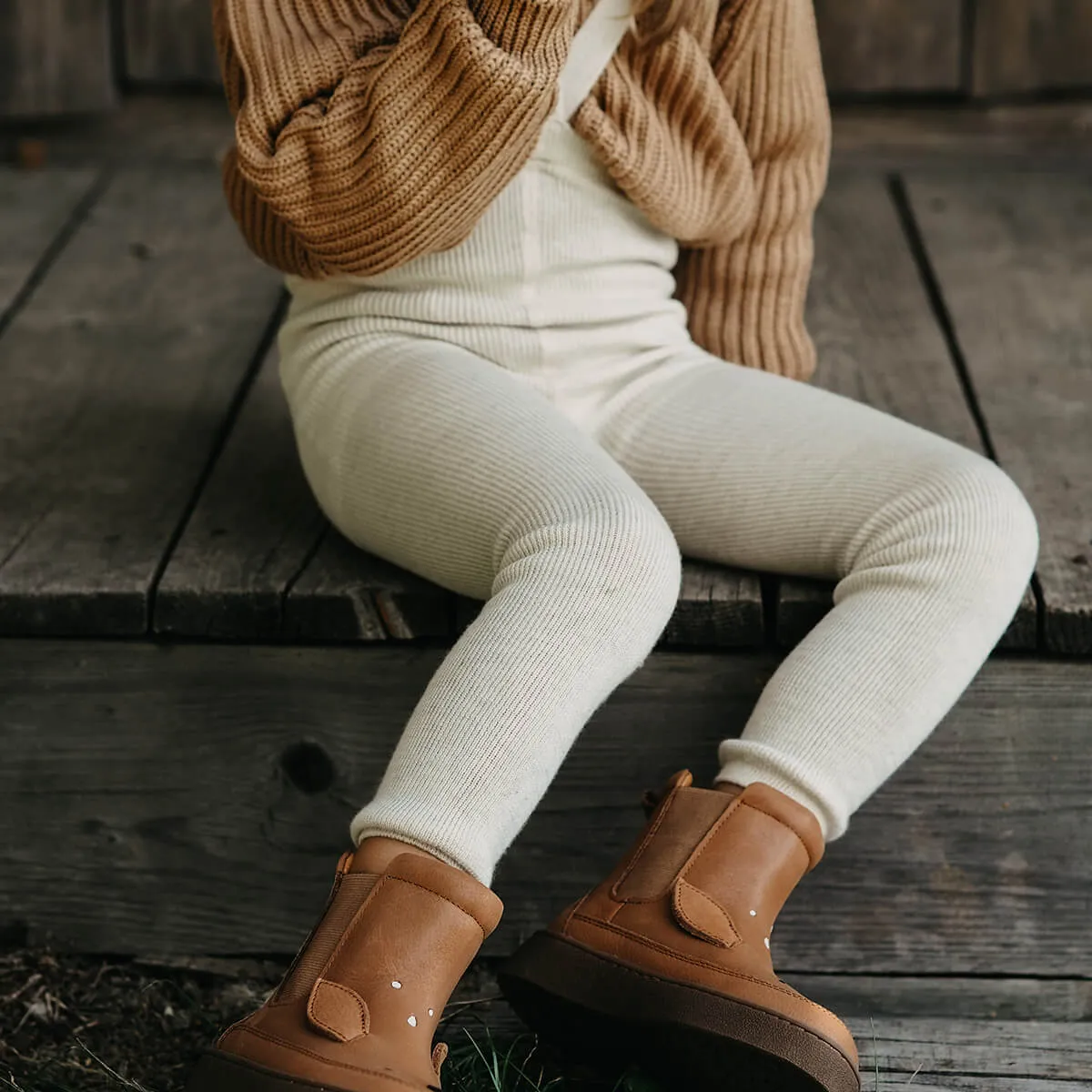 Woolly Footless Tights With Braces in Cream Blend by Silly Silas