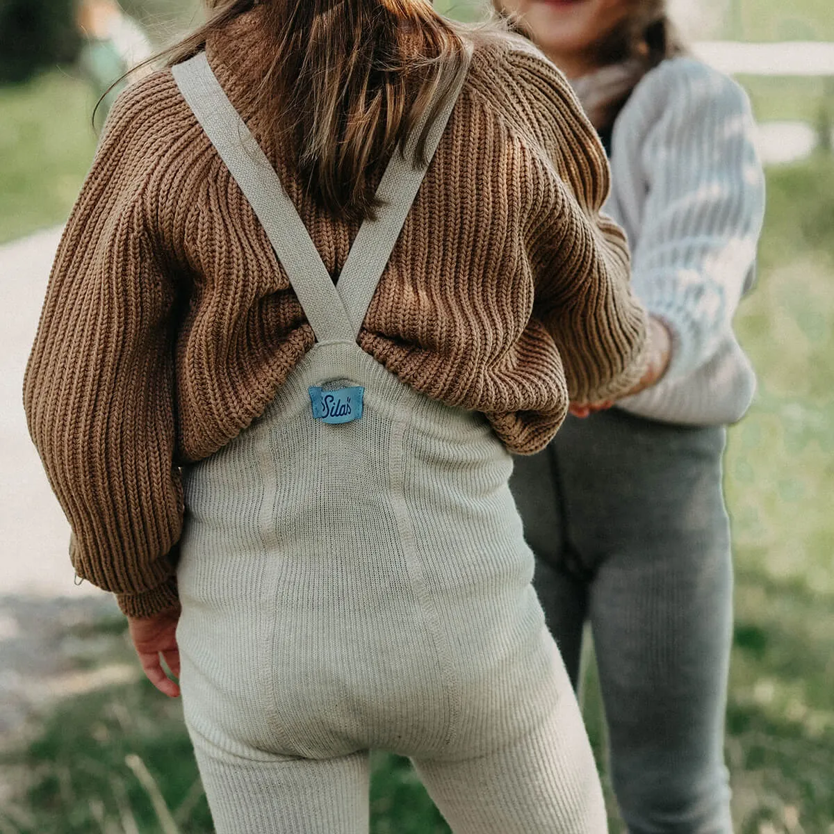 Woolly Footless Tights With Braces in Cream Blend by Silly Silas