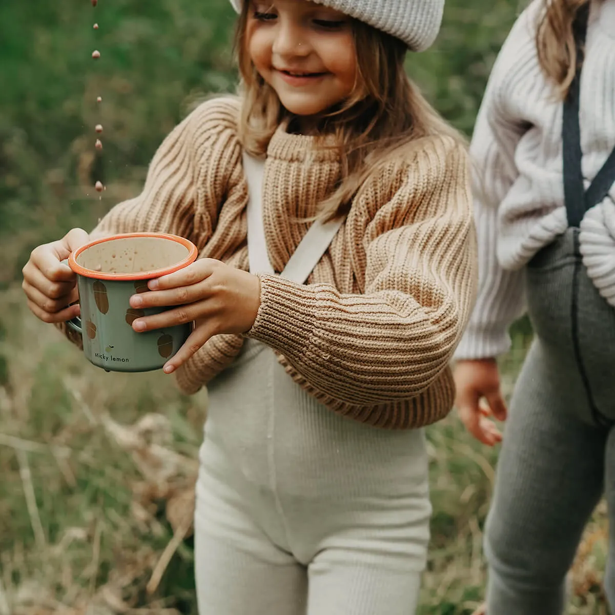 Woolly Footless Tights With Braces in Cream Blend by Silly Silas