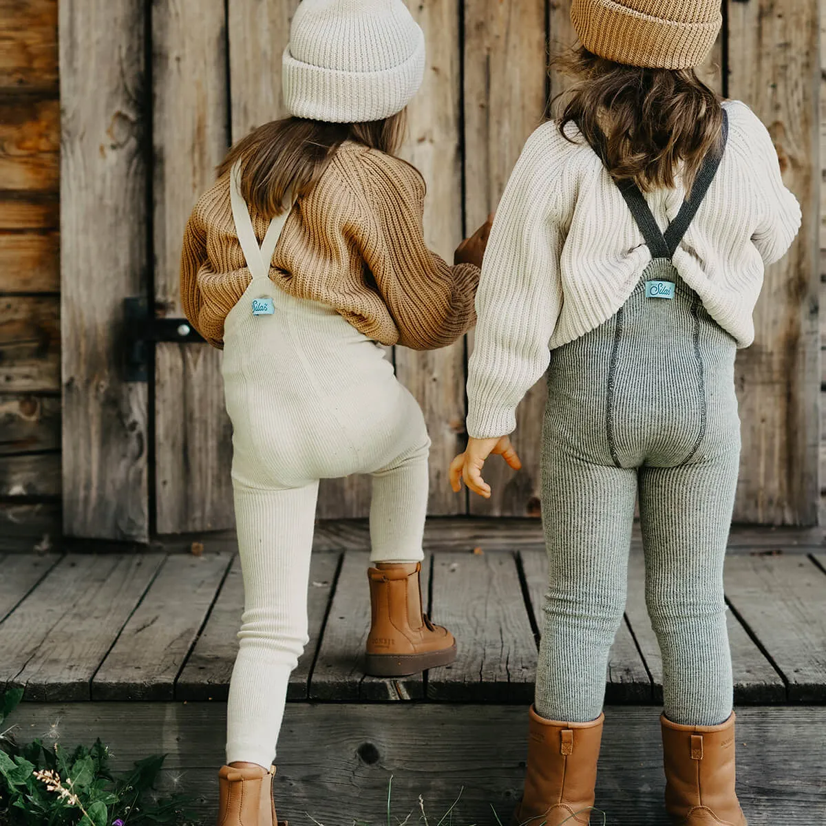 Woolly Footless Tights With Braces in Cream Blend by Silly Silas