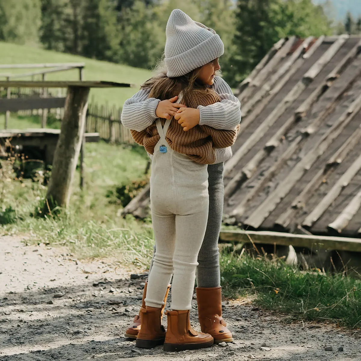 Woolly Footless Tights With Braces in Cream Blend by Silly Silas