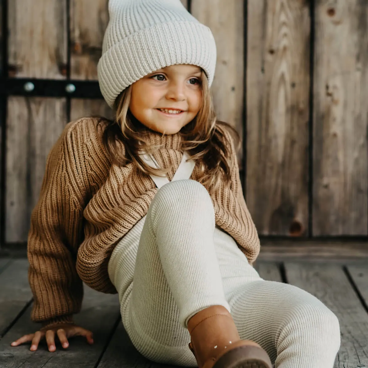 Woolly Footless Tights With Braces in Cream Blend by Silly Silas