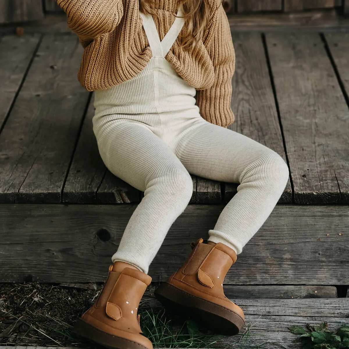 Woolly Footless Tights With Braces in Cream Blend by Silly Silas