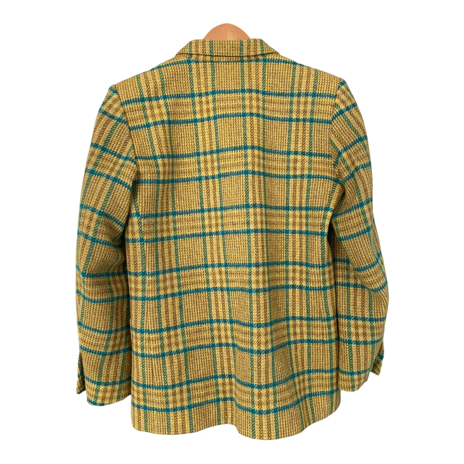 Yves Saint Laurent Variation Vintage 100% Wool Check Jacket Green and Brown FR38 UK Size 10